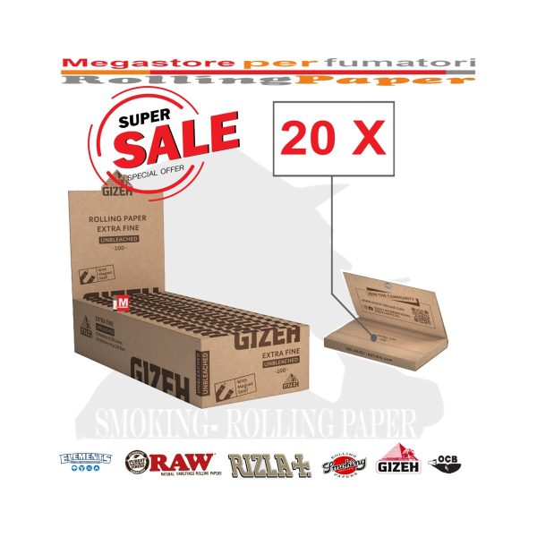 master-104 Papier à rouler Gizeh Extra Fine Brown Regular – lot de 20 carnets