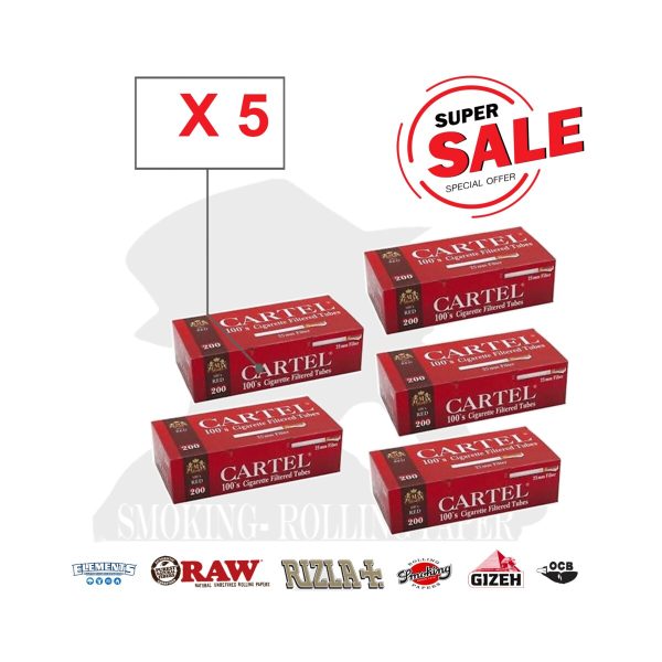Tubetti per sigarette Cartel 100's Red Regular 25 mm – Confezione da 200 tubetti