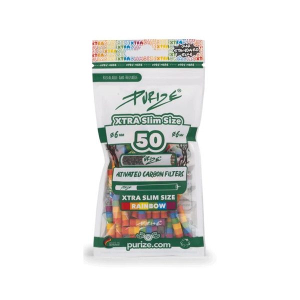Φιλτράκια ενεργού άνθρακα Purize Rainbow Extra Slim 6 mm – 50 φίλτρα