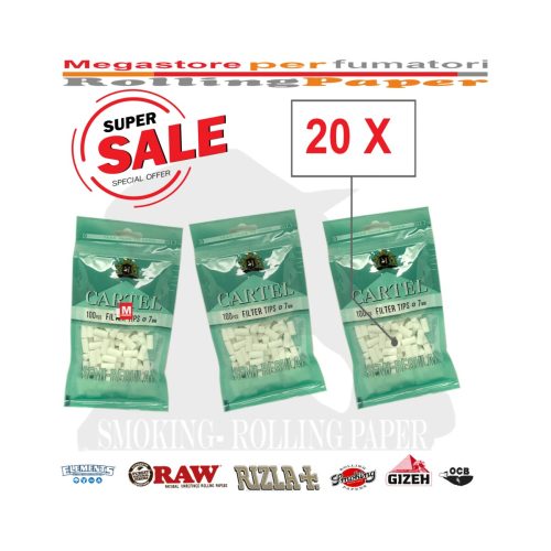 Φιλτράκια Cartel Semi Regular 7 × 15 mm – 20 σακουλάκια των 100 φίλτρων
