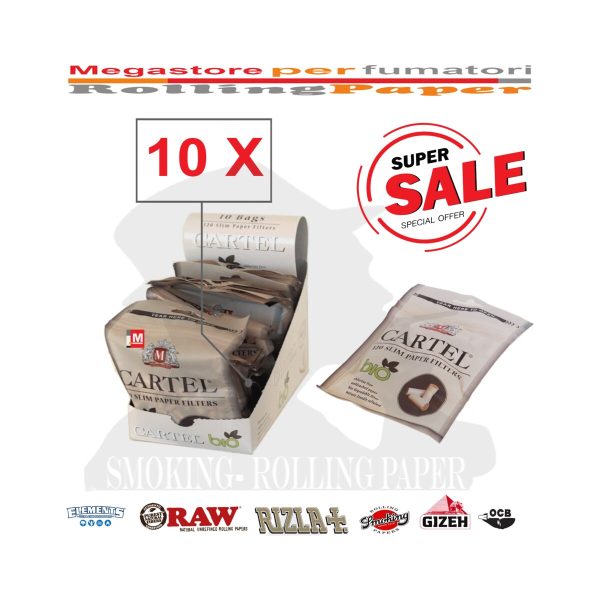 Cartel Organic Slim 6 × 15 mm Zigarettenfilter – 10 Beutel à 120 Filter