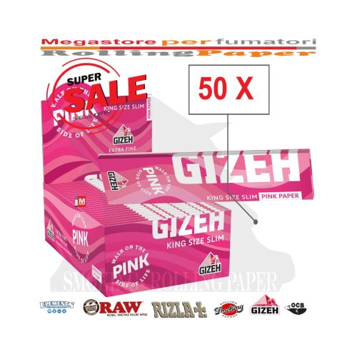 Χαρτάκια στριφτού Gizeh Extra Fine Pink King Size – συσκευασία με 50 πακετάκια