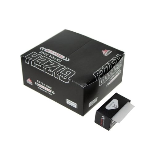 Χαρτάκια στριφτού σε ρολό Gizeh Extra Fine Black Rolls Slim – 20 ρολά