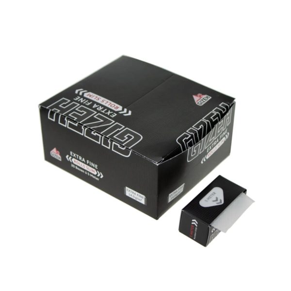 Χαρτάκια στριφτού σε ρολό Gizeh Extra Fine Black Rolls Slim – 20 ρολά