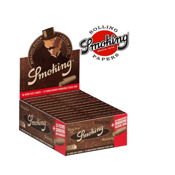 Χαρτάκια στριφτού Smoking Brown King Size με χάρτινα τζιβανάκια – συσκευασία με 24 πακετάκια