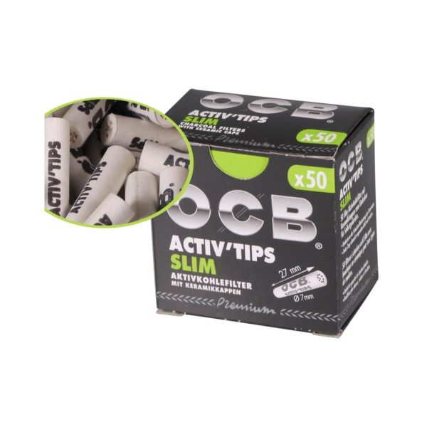 Φιλτράκια ενεργού άνθρακα OCB Activ Tips Slim 7 mm – 50 φίλτρα
