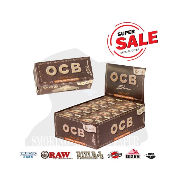 Χαρτάκια στριφτού σε ρολό OCB Virgin Brown Extra Fine Rolls Slim – 24 ρολά