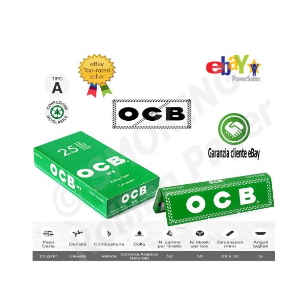 master-240 Χαρτάκια στριφτού OCB No. 8 Green Regular – συσκευασία με 25 πακετάκια