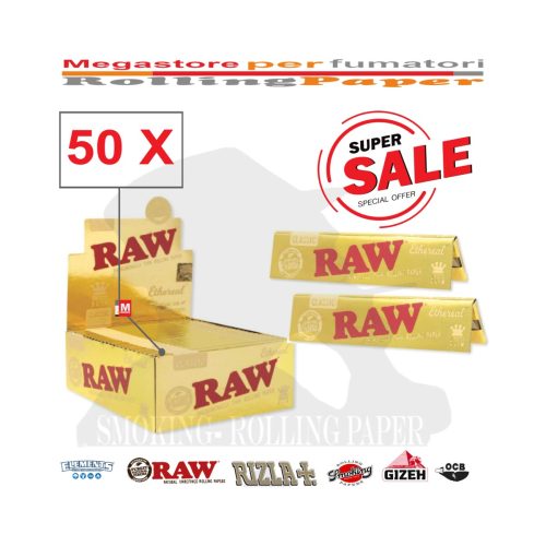 Χαρτάκια στριφτού RAW Ethereal Premium Gold King Size – συσκευασία με 50 πακετάκια
