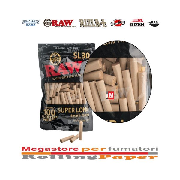 Filtri RAW Black Super Long XL SL30 Slim 6 mm – 10 bustine da 100 filtri