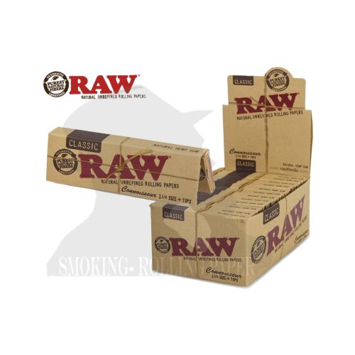 Χαρτάκια στριφτού RAW Classic Connoisseur Medium 1¼ με φίλτρα – συσκευασία με 24 πακετάκια
