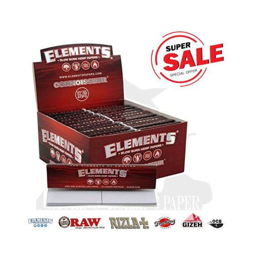 Χαρτάκια στριφτού Elements Connoisseur Red King Size Slim με φίλτρα – συσκευασία με 24 πακετάκια