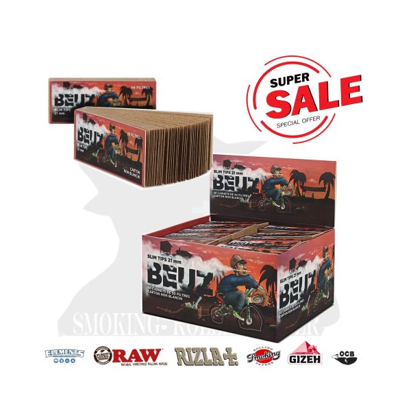 BEUZ Brown Bike Regular 60 × 21 mm Filtertips aus Karton – 50 Tip-Heftchen
