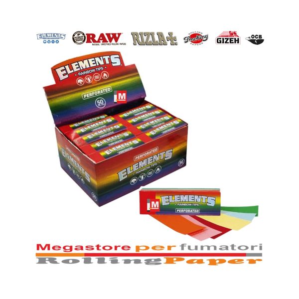 Χάρτινα τζιβανάκια Elements Rainbow Slim με διάτρηση – 50 μπλοκάκια